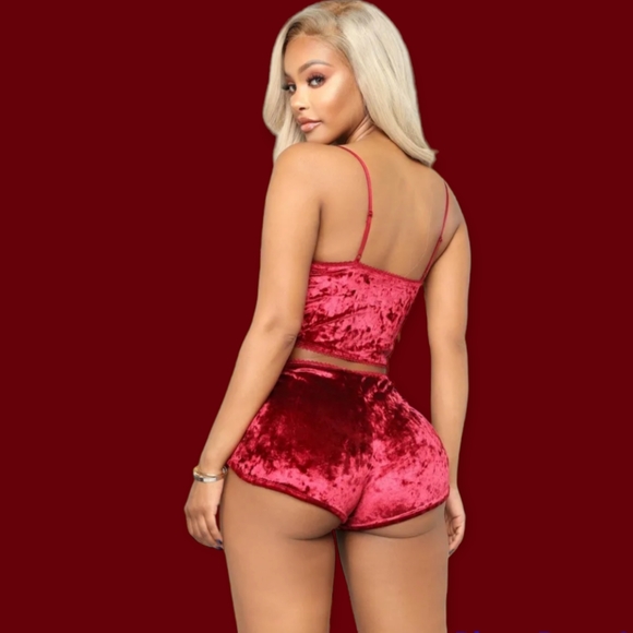 Sexy Pajamas Women's Velvet 2 piece Nightwear 3 Sets 6pcs Purple LiteBlue Red - Picture 4 of 4